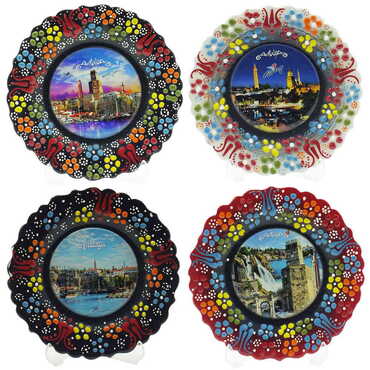 Antalya Themed Turkish Ceramic Plate With Epoxy 12 Cm - 4