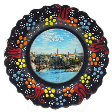 Antalya Themed Turkish Ceramic Plate With Epoxy 12 Cm - 8