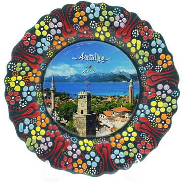 Antalya Themed Turkish Ceramic Plate With Epoxy 18 Cm - 7