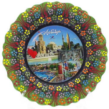 Antalya Themed Turkish Ceramic Plate With Epoxy 25 Cm - 7