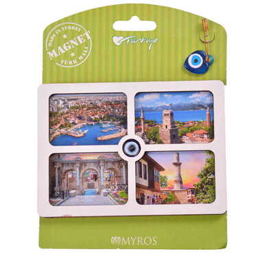 Antalya Themed Wooden Backing Carded Serie C Fridge Magnet - 8