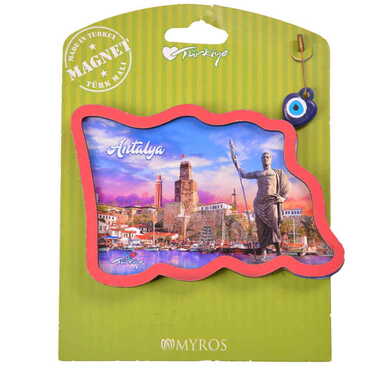 Antalya Themed Wooden Backing Carded Serie C Fridge Magnet - 10