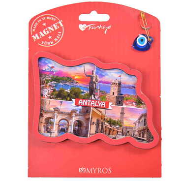 Antalya Themed Wooden Backing Carded Serie C Fridge Magnet - 11