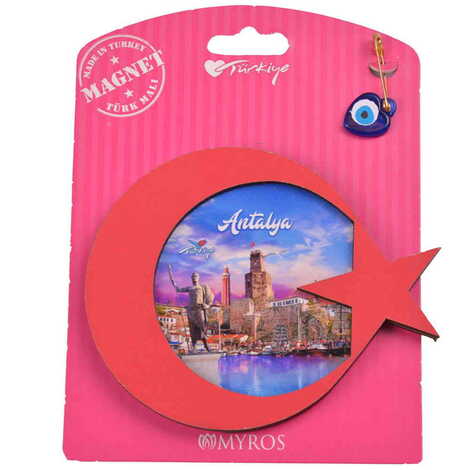 Antalya Themed Wooden Backing Carded Serie C Fridge Magnet - 12