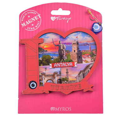 Antalya Themed Wooden Backing Carded Serie C Fridge Magnet - 13