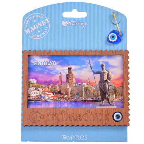 Antalya Themed Wooden Backing Carded Serie C Fridge Magnet - 18