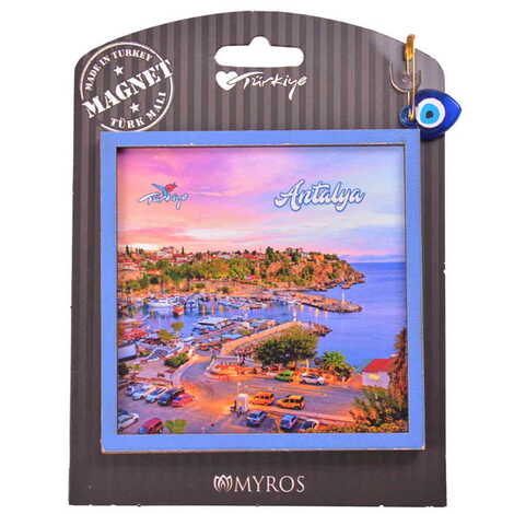 Antalya Themed Wooden Backing Carded Serie C Fridge Magnet - 19