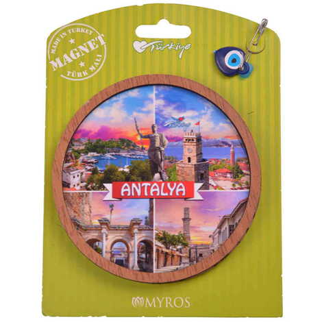 Antalya Themed Wooden Backing Carded Serie C Fridge Magnet - 20