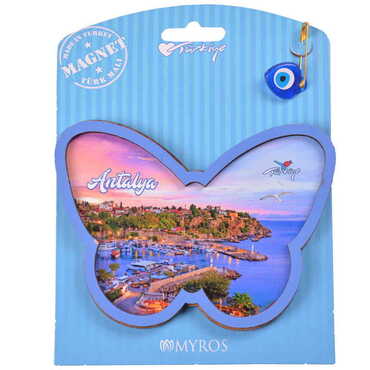 Antalya Themed Wooden Backing Carded Serie C Fridge Magnet - 23