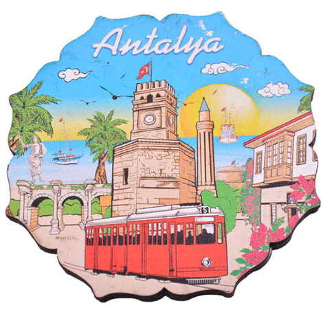 Antalya Themed Wooden Customised Souvenir Coaster 90mm - 10