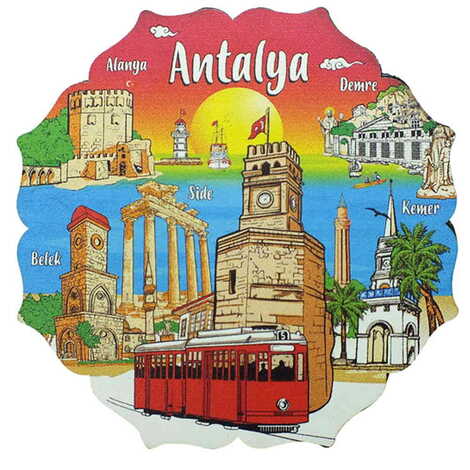 Antalya Themed Wooden Customised Souvenir Coaster 90mm - 11