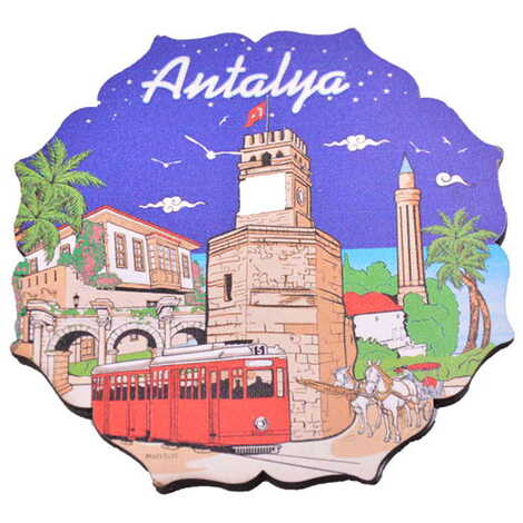 Antalya Themed Wooden Customised Souvenir Coaster Set of 2 pcs 90 mm - 3