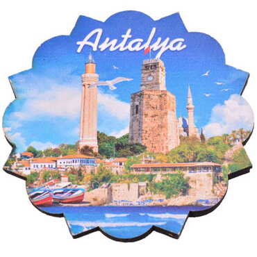 Antalya Themed Wooden Customised Souvenir Coaster Set of 2 pcs 90 mm - 4