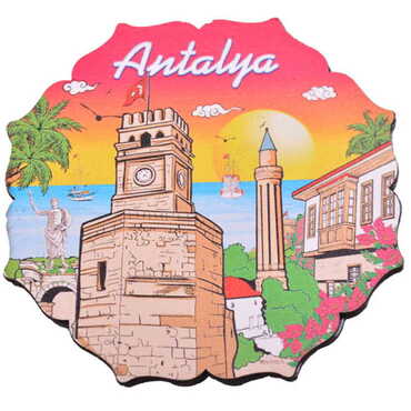 Antalya Themed Wooden Customised Souvenir Coaster Set of 2 pcs 90 mm - 5