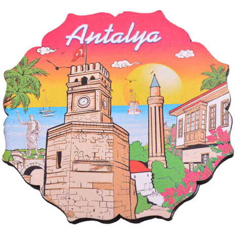 Antalya Themed Wooden Customised Souvenir Coaster Set of 2 pcs 90 mm - 5