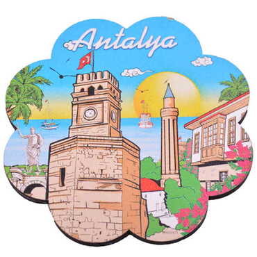 Antalya Themed Wooden Customised Souvenir Coaster Set of 2 pcs 90 mm - 8