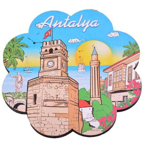 Antalya Themed Wooden Customised Souvenir Coaster Set of 2 pcs 90 mm - 8