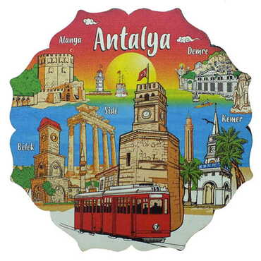 Antalya Themed Wooden Customised Souvenir Coaster Set of 2 pcs 90 mm - 11