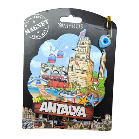 Antalya Themed Wooden UV Printed Custom Backing Carded Fridge Magnet - 14