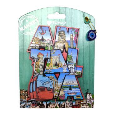 Antalya Themed Wooden UV Printed Custom Backing Carded Fridge Magnet - 19