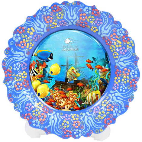 Aquapark Themed Turkish Ceramic Plate With Epoxy 12 Cm - 4