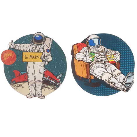 Astronaut Themed Wooden Customised Round Travel Coaster 100 mm - 2