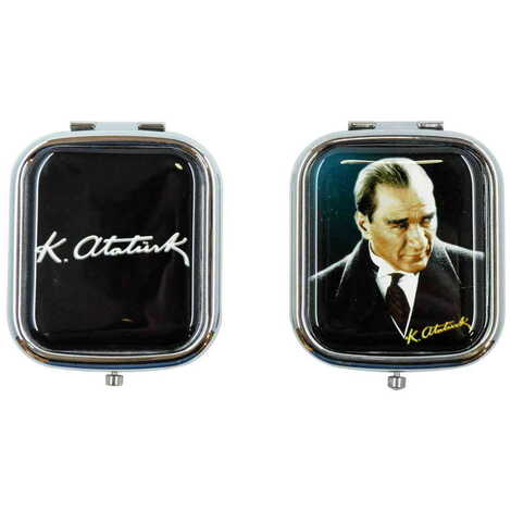 Ataturk Themed Customised Metal Epoxy Rectangular Compact Mirror - 3