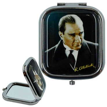 Ataturk Themed Customised Metal Epoxy Rectangular Compact Mirror - 4