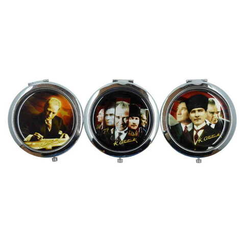 Ataturk Themed Customised Metal Epoxy Travel Make Up Compact Mirror 70x11 mm - 4