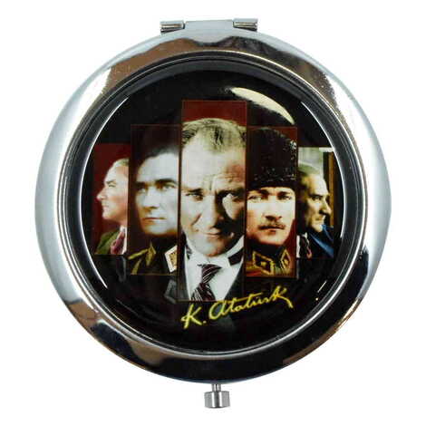 Ataturk Themed Customised Metal Epoxy Travel Make Up Compact Mirror 70x11 mm - 5