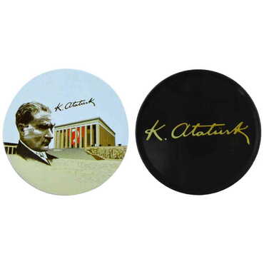 Ataturk Themed Customised Metal Tin Coaster 90 mm - 3