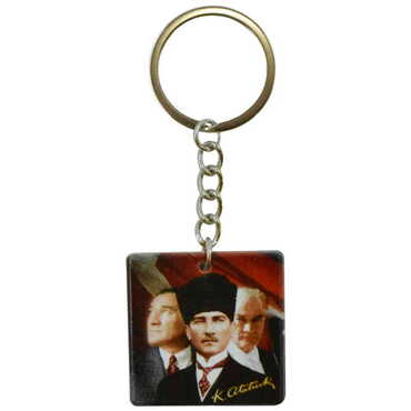 Ataturk Themed Customised Uv Printed Plastic Base Round Keyring 40x108 mm - 4