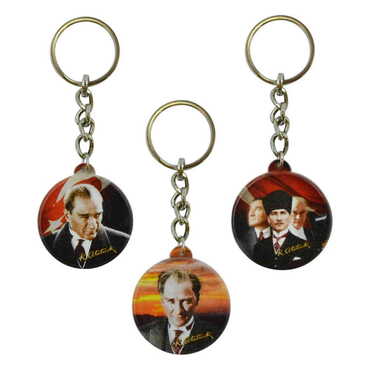 Ataturk Themed Customised UV Printed Plastic Base Square Keyring 38x100 mm - 2