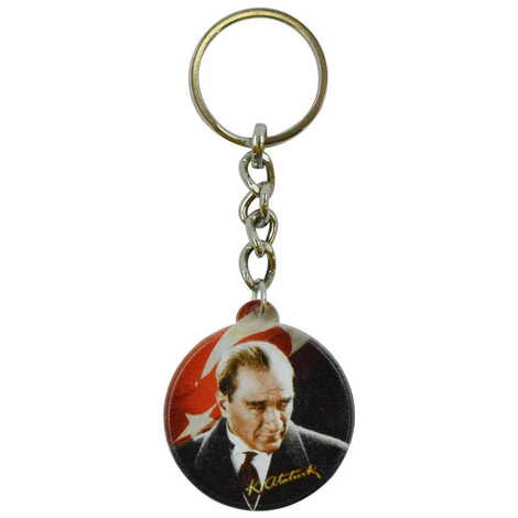 Ataturk Themed Customised UV Printed Plastic Base Square Keyring 38x100 mm - 5