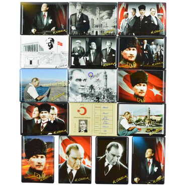 Ataturk Themed Epoxy Dome Rectangle Souvenir Fridge Magnet 80x55 cm - 3