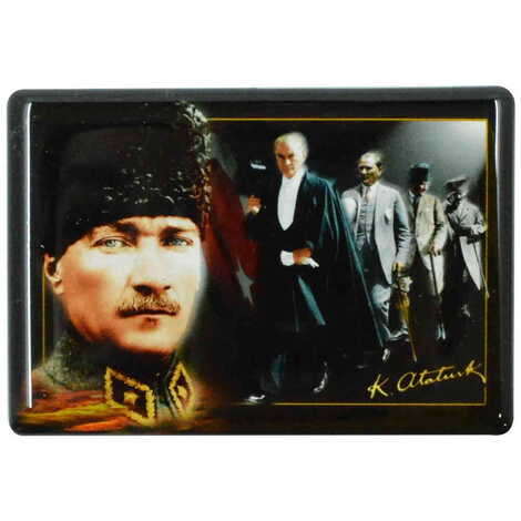 Ataturk Themed Epoxy Dome Rectangle Souvenir Fridge Magnet 80x55 cm - 6