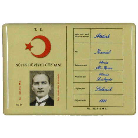 Ataturk Themed Epoxy Dome Rectangle Souvenir Fridge Magnet 80x55 cm - 9