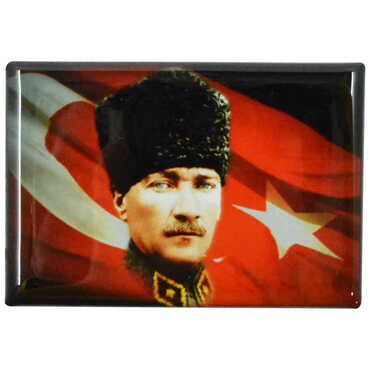 Ataturk Themed Epoxy Dome Rectangle Souvenir Fridge Magnet 80x55 cm - 10