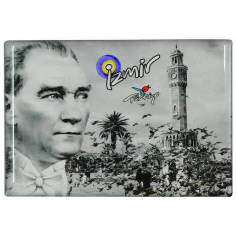 Ataturk Themed Epoxy Dome Rectangle Souvenir Fridge Magnet 80x55 cm - 12