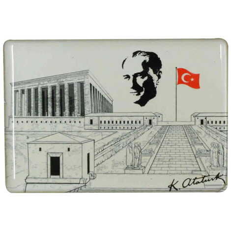 Ataturk Themed Epoxy Dome Rectangle Souvenir Fridge Magnet 80x55 cm - 13