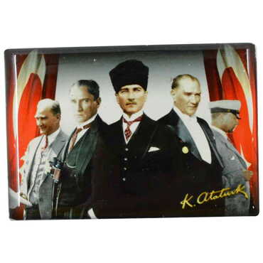 Ataturk Themed Epoxy Dome Rectangle Souvenir Fridge Magnet 80x55 cm - 14