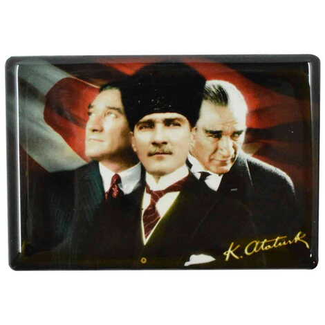 Ataturk Themed Epoxy Dome Rectangle Souvenir Fridge Magnet 80x55 cm - 15