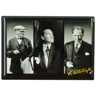 Ataturk Themed Epoxy Dome Rectangle Souvenir Fridge Magnet 80x55 cm - 17