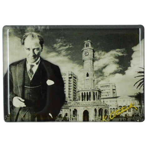 Ataturk Themed Epoxy Dome Rectangle Souvenir Fridge Magnet 80x55 cm - 18