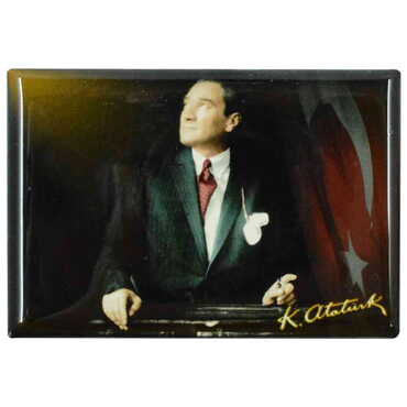 Ataturk Themed Epoxy Dome Rectangle Souvenir Fridge Magnet 80x55 cm - 19