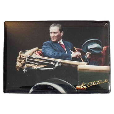 Ataturk Themed Epoxy Dome Rectangle Souvenir Fridge Magnet 80x55 cm - 20