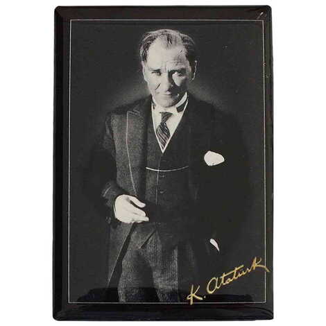 Ataturk Themed Epoxy Dome Rectangle Souvenir Fridge Magnet 80x55 cm - 26