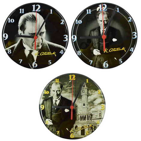 Ataturk Themed Epoxy Wall Clock Home Decoration 17 Cm - 3