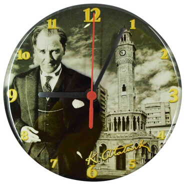 Ataturk Themed Epoxy Wall Clock Home Decoration 17 Cm - 4