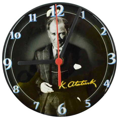 Ataturk Themed Epoxy Wall Clock Home Decoration 17 Cm - 5